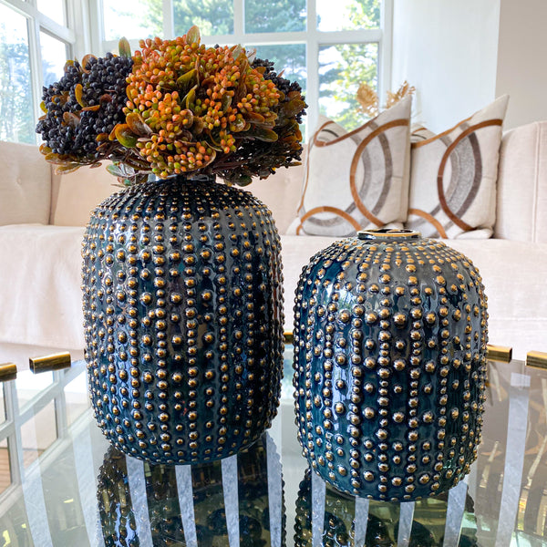 Black Studded Vase