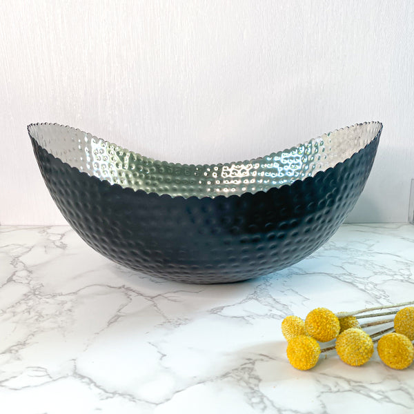 Hammered Black & Silver Bowl