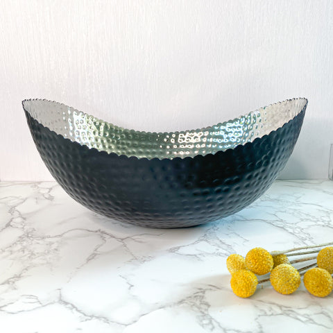 Hammered Black & Silver Bowl