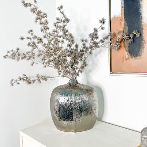 Silver Textured Vases