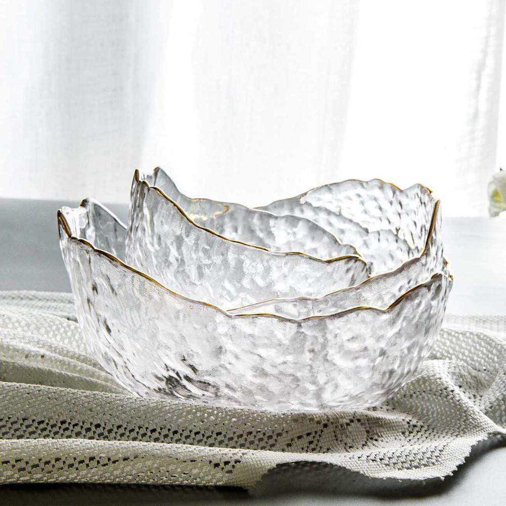 Rippled Edge Gold & Glass Bowl (Set of 3)