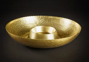 Gilded Hammered Chip and Dip Server